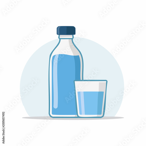 Bottle and Glass of Water
