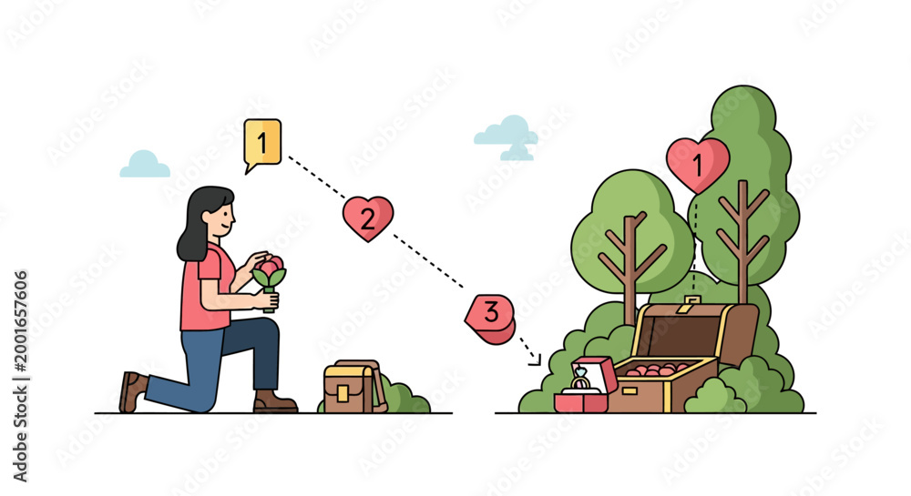 Fototapeta premium Clean Flat Vector Illustration Representing Abstract Data Network Connection and Global Strategy Elements