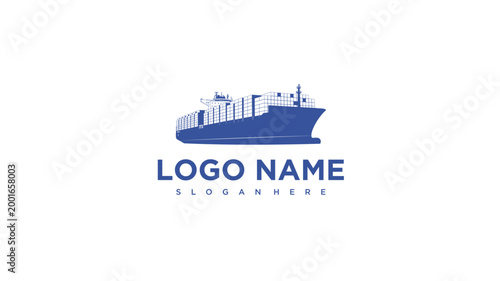 Container Cargo Ship Logistics Logo Design