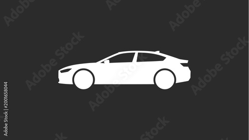 Minimalist Car Silhouette Icon on Dark Background