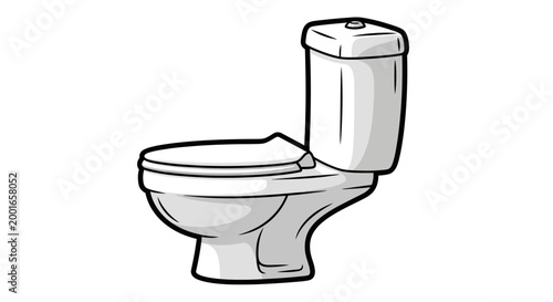 Modern toilet bowl illustration, clean white ceramic bathroom fixture