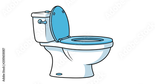 Modern Toilet Bowl with Open Blue Seat