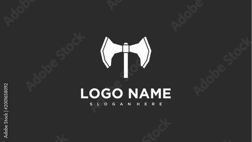 Minimalist Double-Headed Axe Logo Design