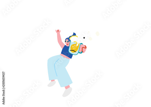 ビールを持つ女性のイラスト