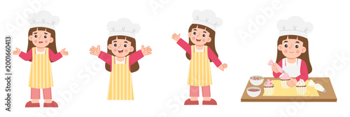 Cute girl chef set illustration