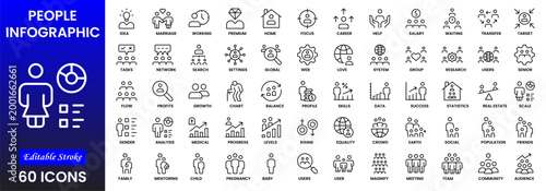 People icon set in flat style. Line icon set. Management line icons. Line Business People. Human resources. office management. Vector illustration.