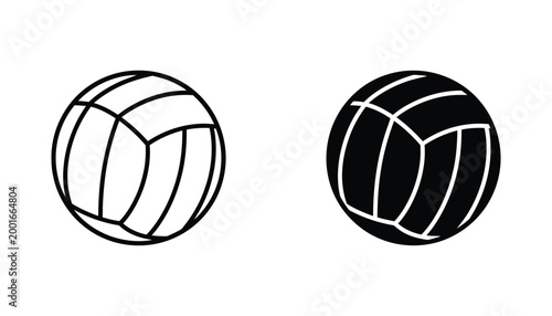 Volleyball ball icon representing sports and team athletic activities in outline and solid black design