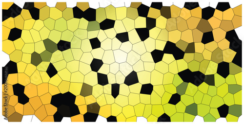 Abstract geometric mosaic pattern with yellow and green colors