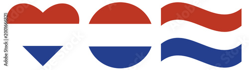 Free Download Round Netherlands flag in circle shape. Netherlands flag in heart shape. Waving flag of Netherlands isol. - GFXLoad