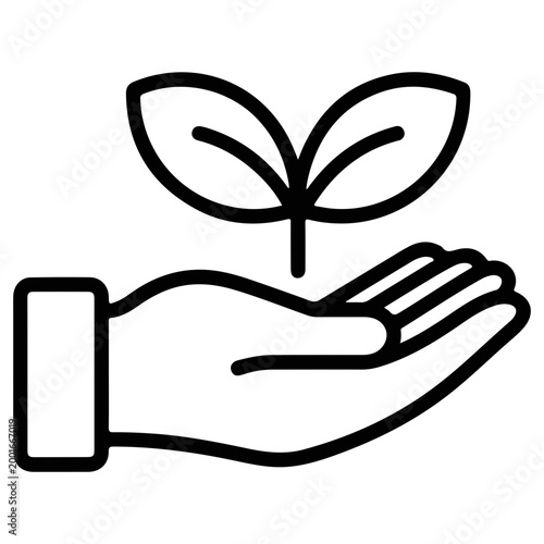 Hand holding seedling plant leaf growth