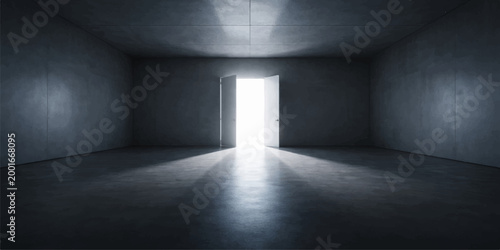An empty interior room featuring a wall and window lets natural light illuminate the long hallway, providing a minimalist architectural perspective inside the building