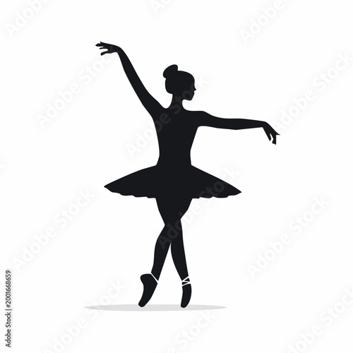 Silhouette of a Ballerina in a Tutu Performing a Ballet Pose