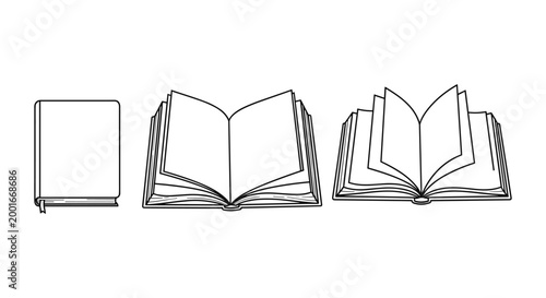 Open and Closed Books Line Art
