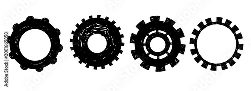Gear machine wheel icon, cog hand drawn sketch. Crayon rero settings cogs and gears line clipart, textured design elements. Setting gear icon. 