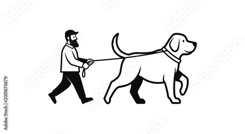 Man Walking Dog On Leash