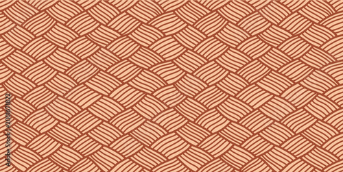 Fotografía Hand-Drawn Seamless Wicker Weave Pattern with Earth Tone Lines