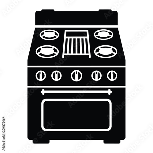 Black Silhouette Icon of a Kitchen Stove oven appliance