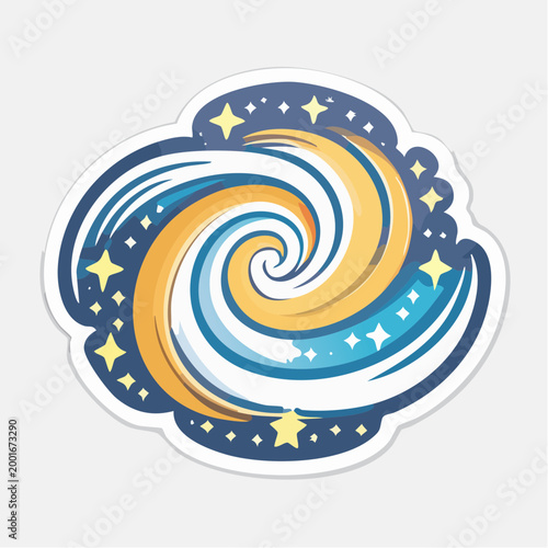 Stylized Swirling Galaxy with Stars