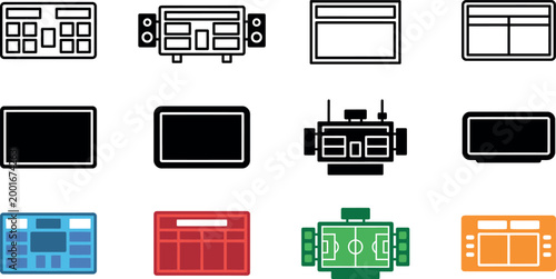 Football championship scoreboard icons vector graphics for sports game day