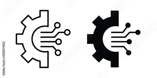 Fotografie advanced technology icon with line stroke and black silhouette style