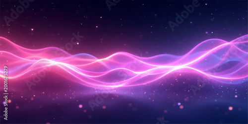 An abstract blue background featuring a glowing nebula and flowing light waves that design a bright cosmos texture with shimmering stars and galaxy motion across the dark universe wallpaper