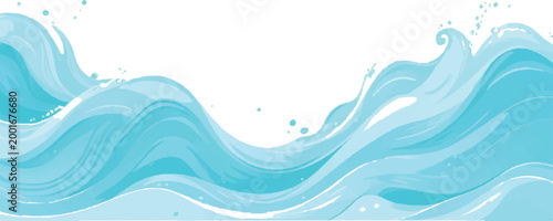 Slika na platnu Abstract horizontal blue water waves illustration for web banner or background d