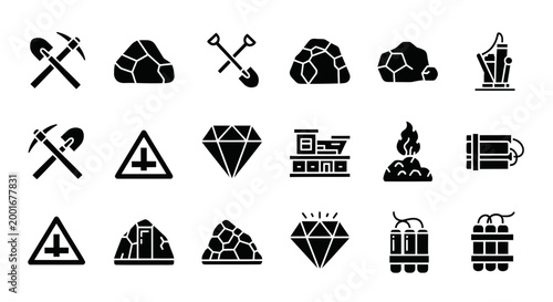 Mining Industry Icons and Symbols.