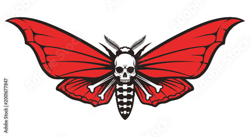 Red butterfly with skull head insect.