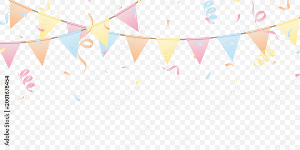Naklejka premium Colorful party flags background vector illustration for celebration.