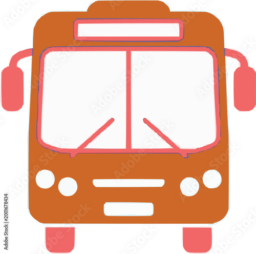 Bus displays a front view with two circular headlights.