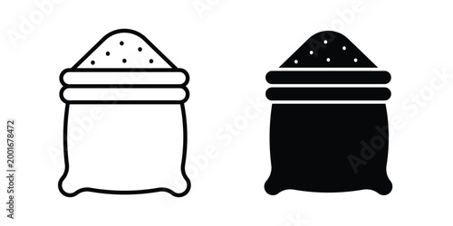 Flour bag icon with line stroke and black silhouette style