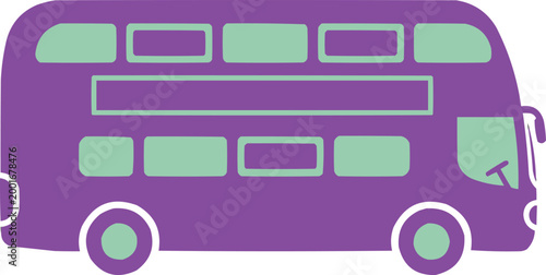 Bus features a purple exterior and side window profile.