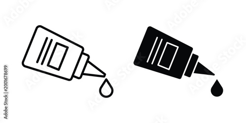 Glue icon with line stroke and black silhouette style