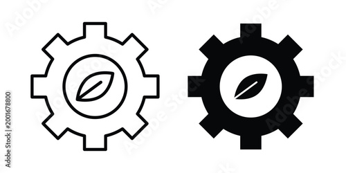 Green technology icon with line stroke and black silhouette style