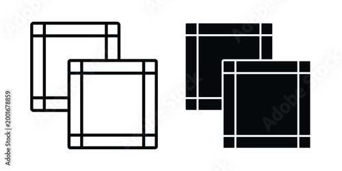 Handkerchief icon with line stroke and black silhouette style
