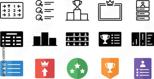 Soccer event icons championship tournament and competition visual elements
