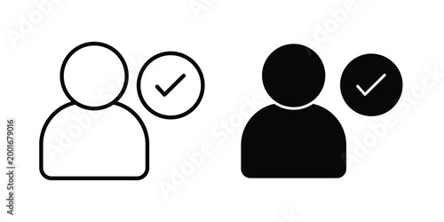 Hired icon with line stroke and black silhouette style