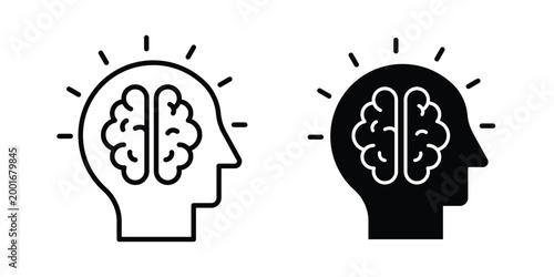 Innovation icon with line stroke and black silhouette style