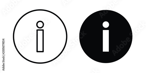 Information icon with line stroke and black silhouette style