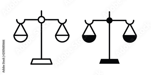 Law scale icon with line stroke and black silhouette style