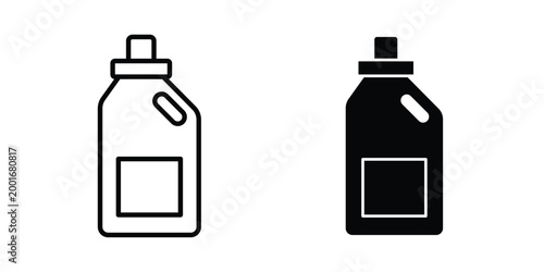 liquid detergent icon with line stroke and black silhouette style