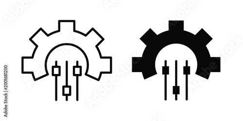 Mass customization icon with line stroke and black silhouette style