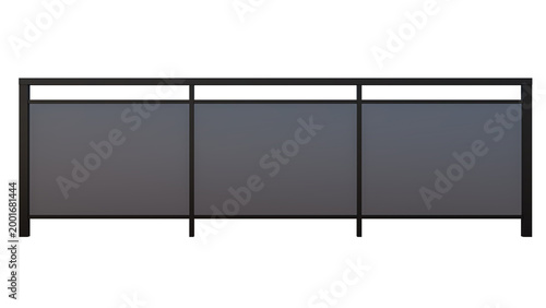 Obraz na płótnie Black modern balcony railing with glass panels and metal frame isolated on transparent background for design
