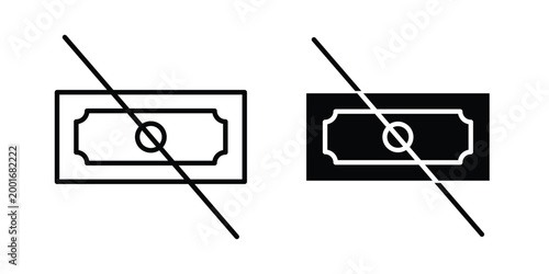 No money icon with line stroke and black silhouette style
