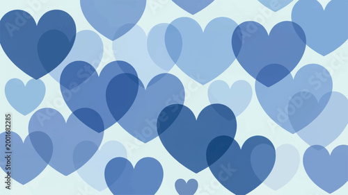 Background, composed of multiple, overlapping heart shapes, in light and, medium blue tones, creating a soft, airy, and layered, effect romantic, calm, or peaceful thematic projects
