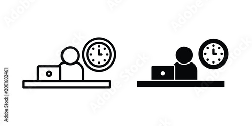 Office hours icon with line stroke and black silhouette style