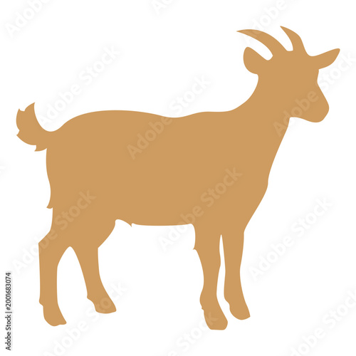 Minimalist brown goat silhouette vector illustration