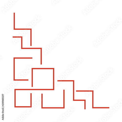 Red Minimalist Geometric Line Art Corner Border Graphic