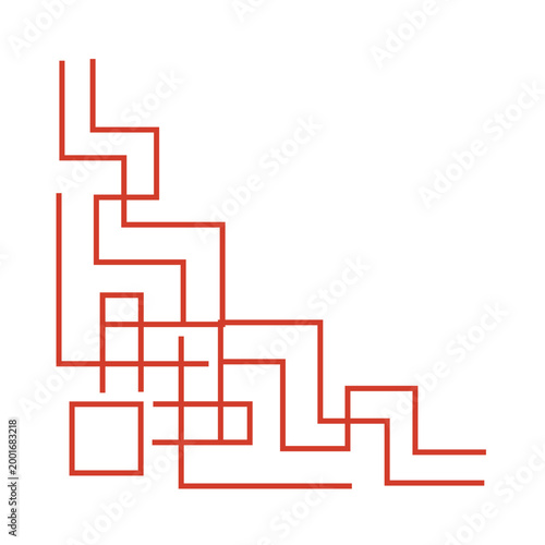 Abstract Red Geometric Line Corner Border Design