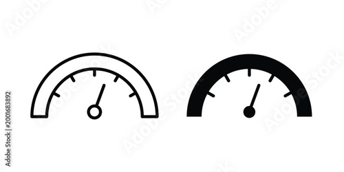 Performance indicator icon with line stroke and black silhouette style